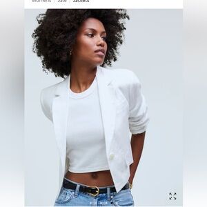 Madewell Sutter White Linen Cropped Women's Blazer